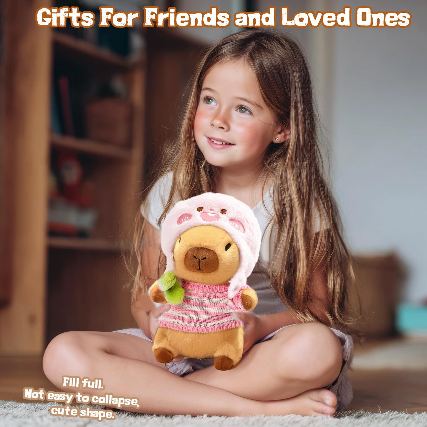 TITQWOP Brown Capybara Plush with 9 Outfits – Ultra-Soft Capybara Stuffed Animal for Kids