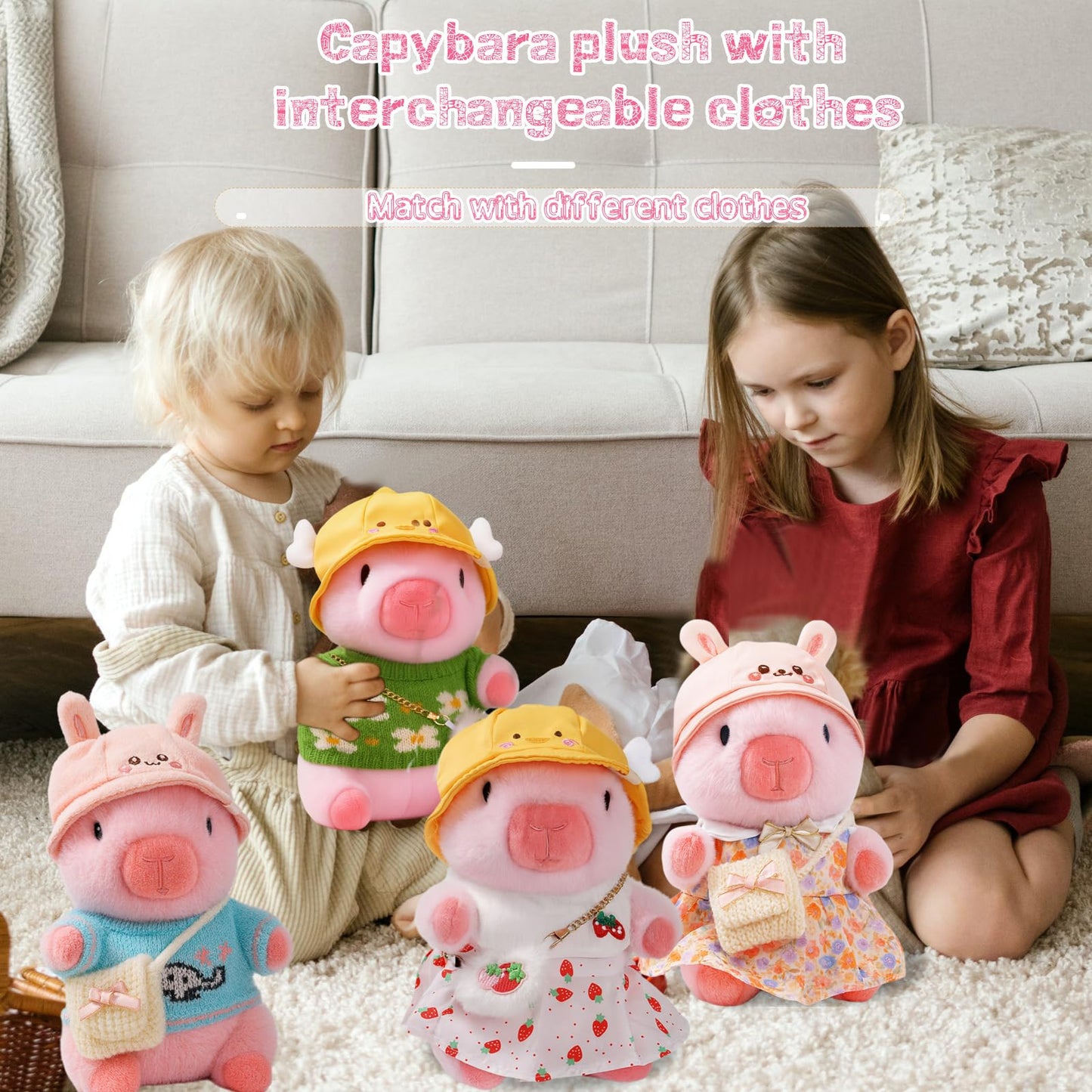 TITQWOP Capybara Plush Toy – 10.2 inch with 9 Outfits & Accessories | Ultra-Soft Capybara Plush