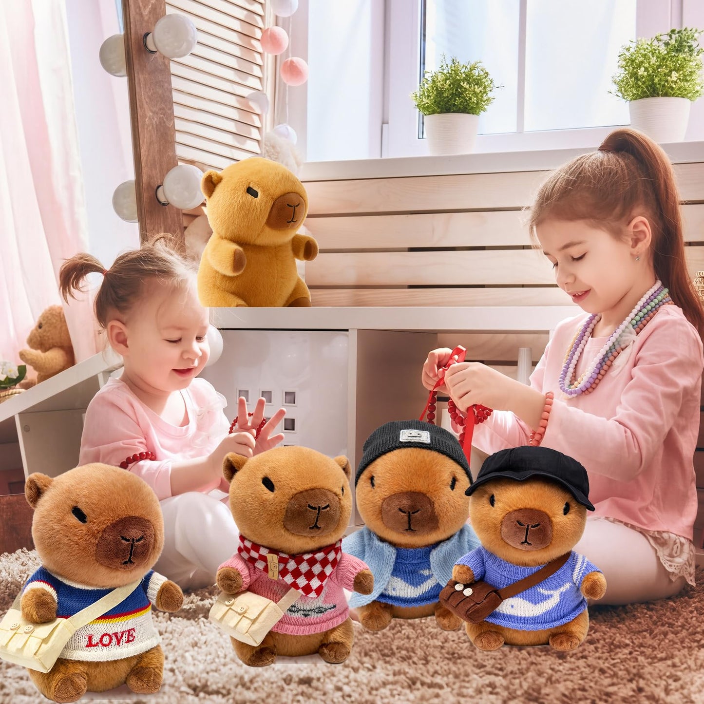 TITQWOP Capybara Plush Toy with 9 Outfits & Accessories – Super Soft Plush for Kids
