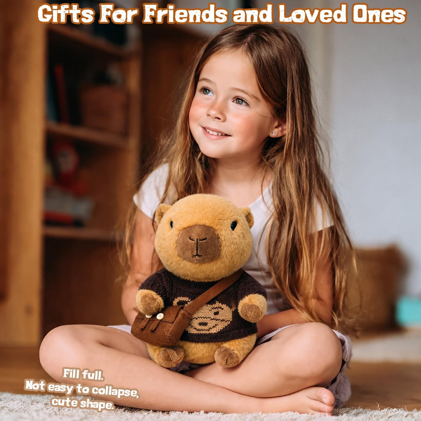 TITQWOP Capybara Plush Toy — 10.2-Inch Black Capybara with 9 Outfits & Accessories