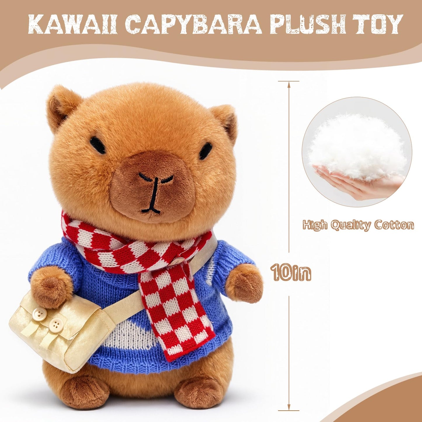 TITQWOP Capybara Plush Toy with 9 Outfits & Accessories – Super Soft Plush for Kids