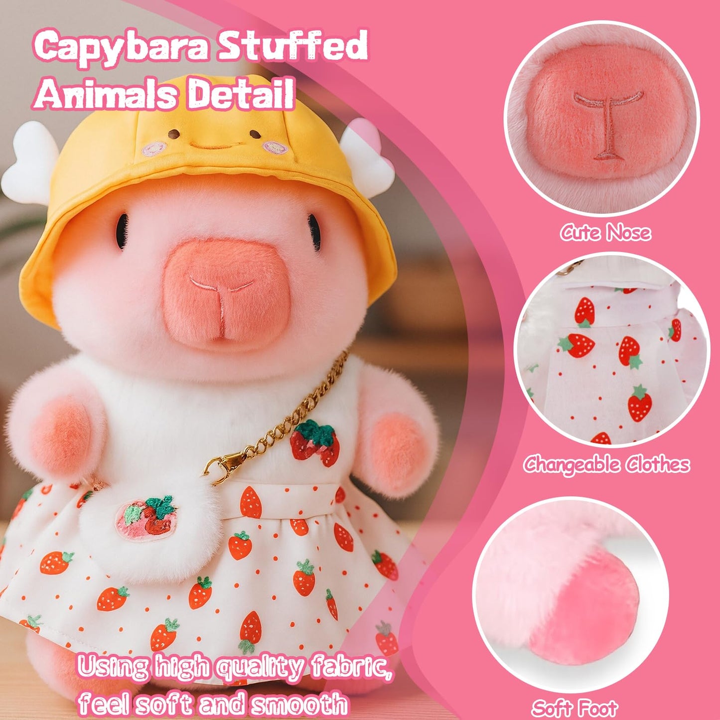 TITQWOP Capybara Plush Toy – 10.2 inch with 9 Outfits & Accessories | Ultra-Soft Capybara Plush