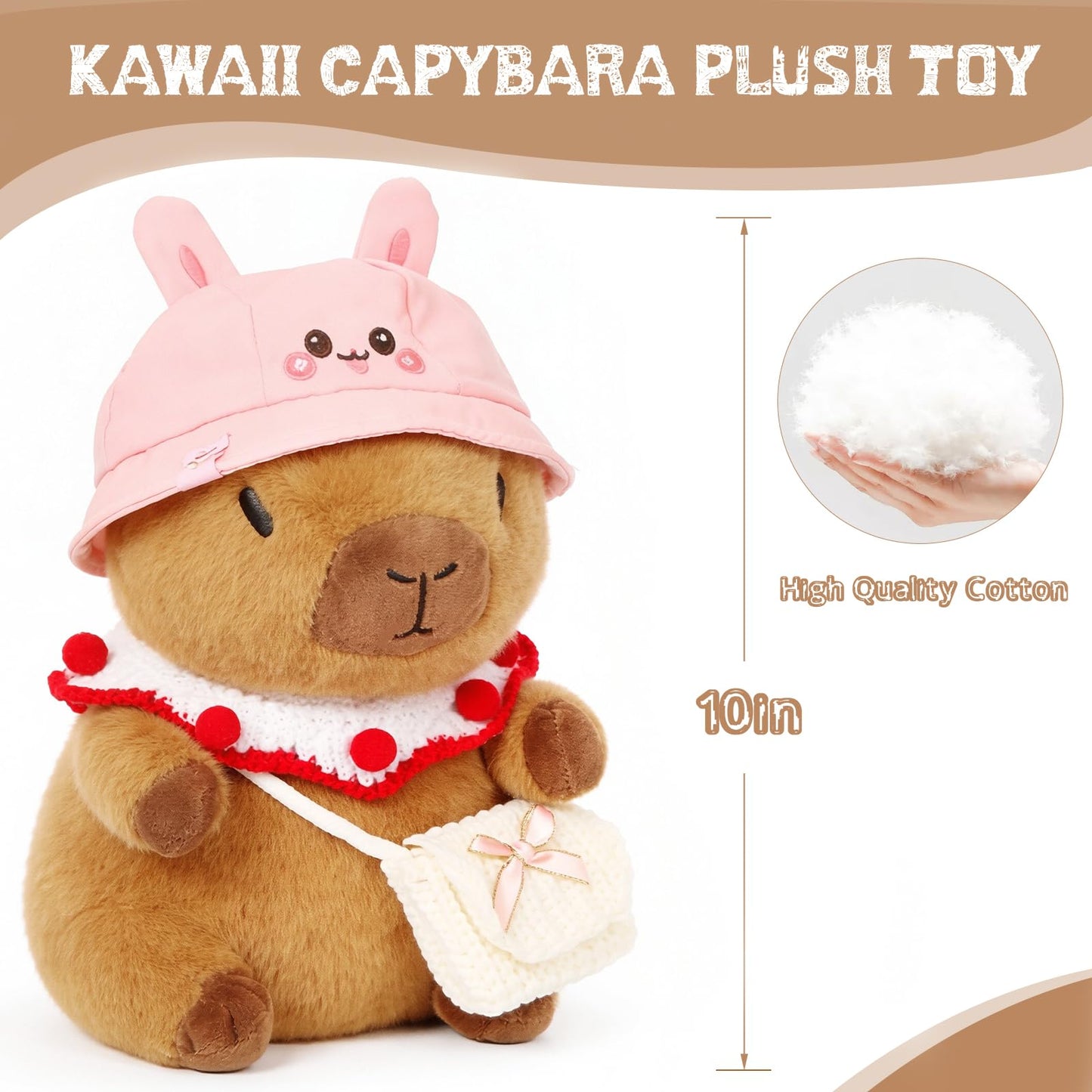 TITQWOP Capybara Plush Toy with 9 Outfits & Accessories – Ultra-Soft Dress-Up Plush for Kids