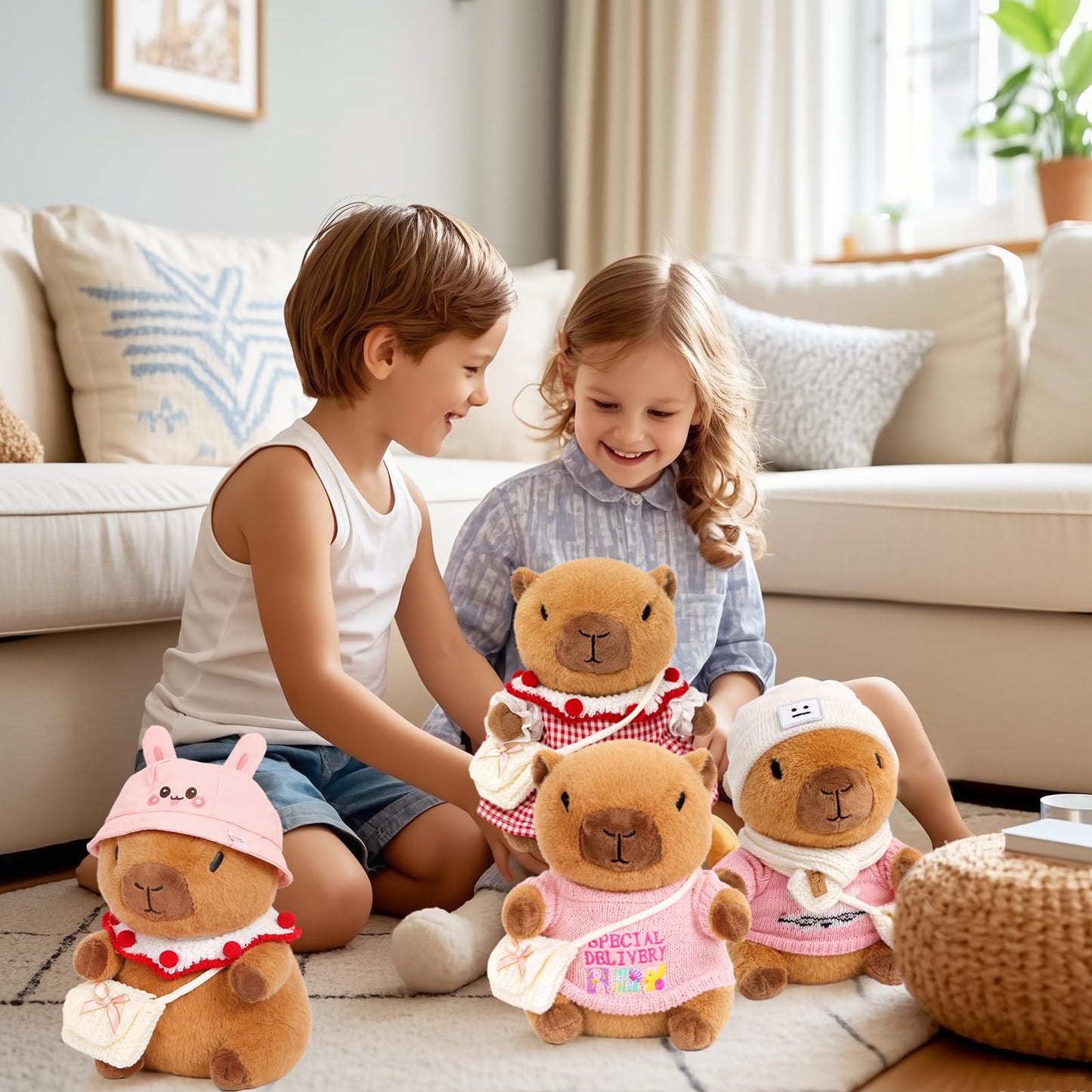 TITQWOP Capybara Plush Toy with 9 Outfits & Accessories – Ultra-Soft Dress-Up Plush for Kids