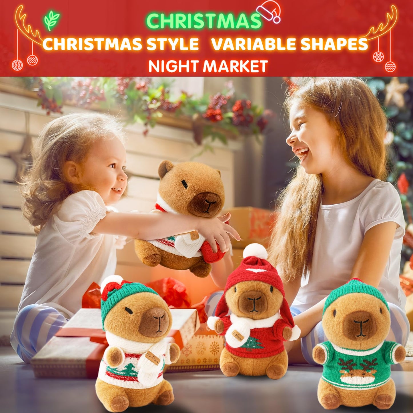 TITQWOP 10.2-inch Red Capybara Plush Toy with 9 Clothes and Accessories
