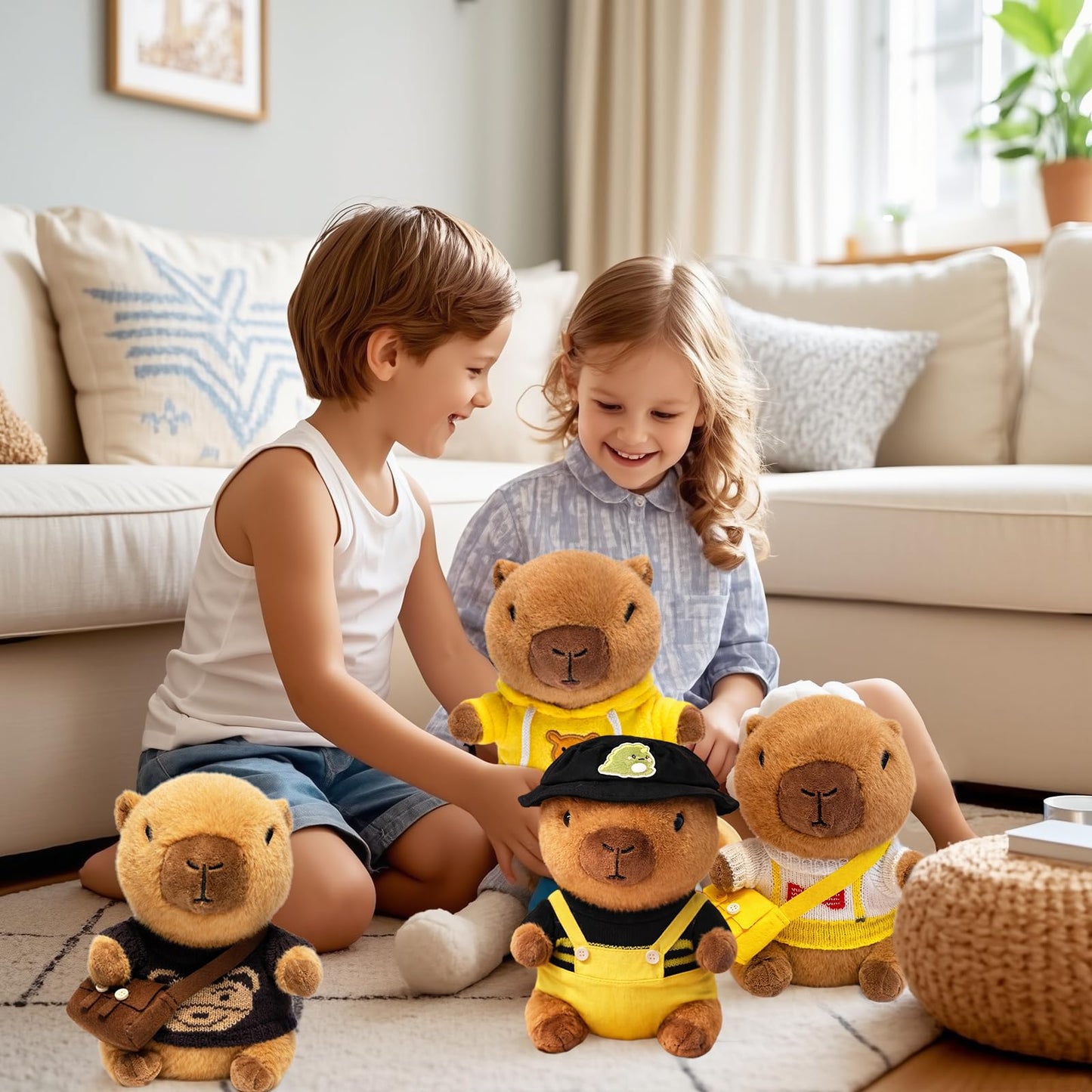 TITQWOP Capybara Plush Toy — 10.2-Inch Black Capybara with 9 Outfits & Accessories