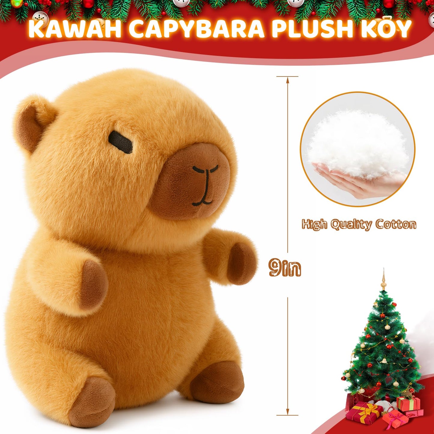 TITQWOP 10.2-inch Red Capybara Plush Toy with 9 Clothes and Accessories
