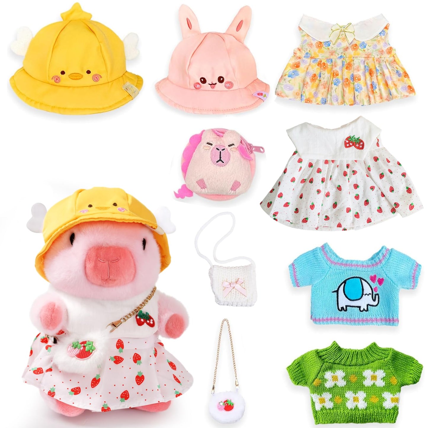 TITQWOP Capybara Plush Toy – 10.2 inch with 9 Outfits & Accessories | Ultra-Soft Capybara Plush