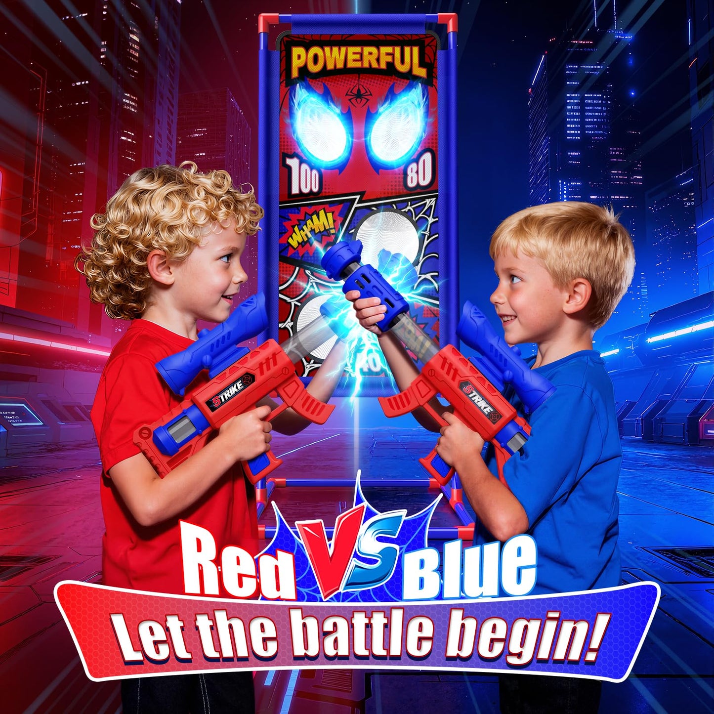 Tiyvnsi Shooting Toy Set with Hero Target & Dual Air Blasters | Indoor & Outdoor Kids Toy