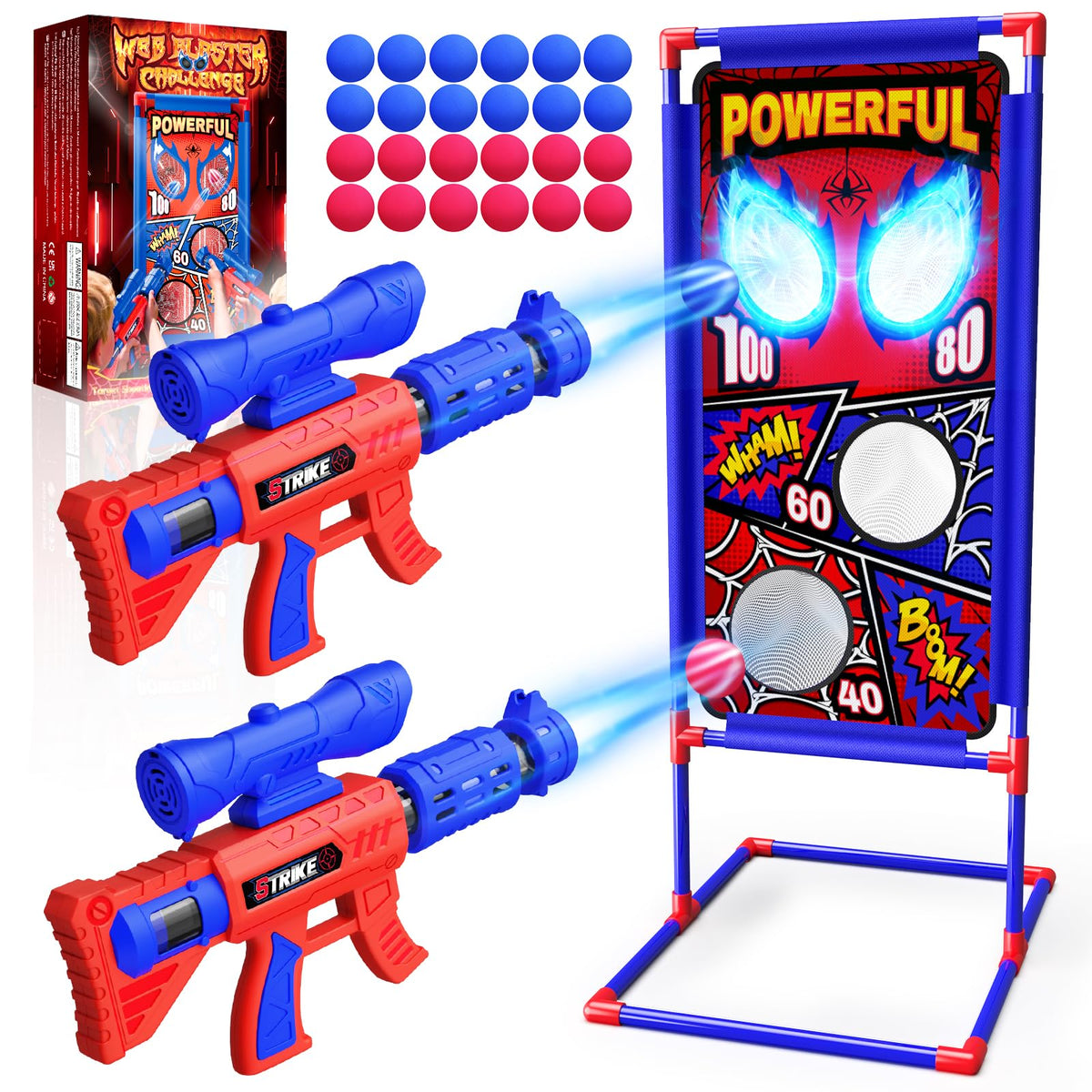 Tiyvnsi Shooting Toy Set with Hero Target & Dual Air Blasters | Indoor & Outdoor Kids Toy