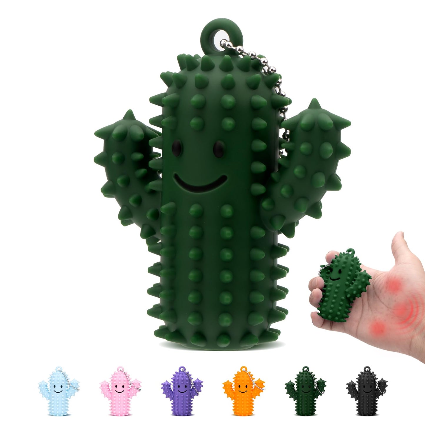 Tizuxa Little Ouchies Pain Fidget – Silicone Cactus Stim Tool for Adults | Spiky Grippie Keychain