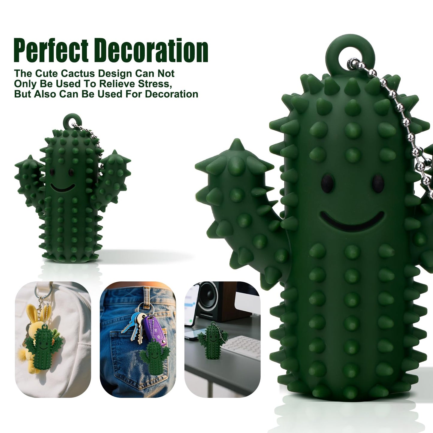 Tizuxa Little Ouchies Pain Fidget – Silicone Cactus Stim Tool for Adults | Spiky Grippie Keychain