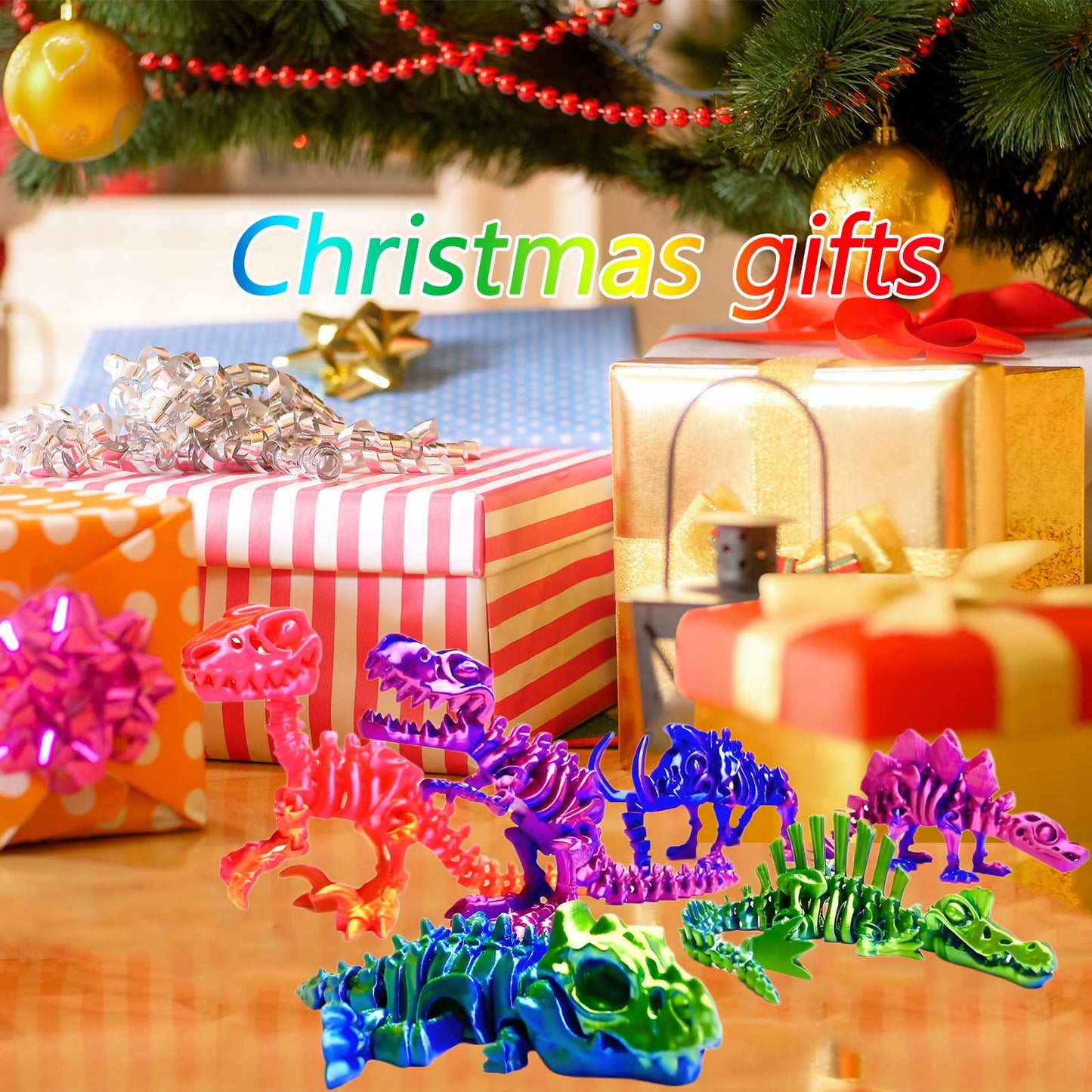 TJYZGXQ 6-Pack 3D Printed Dinosaur Skeletons — T-Rex Fidget Toys & Desk Gifts for Kids