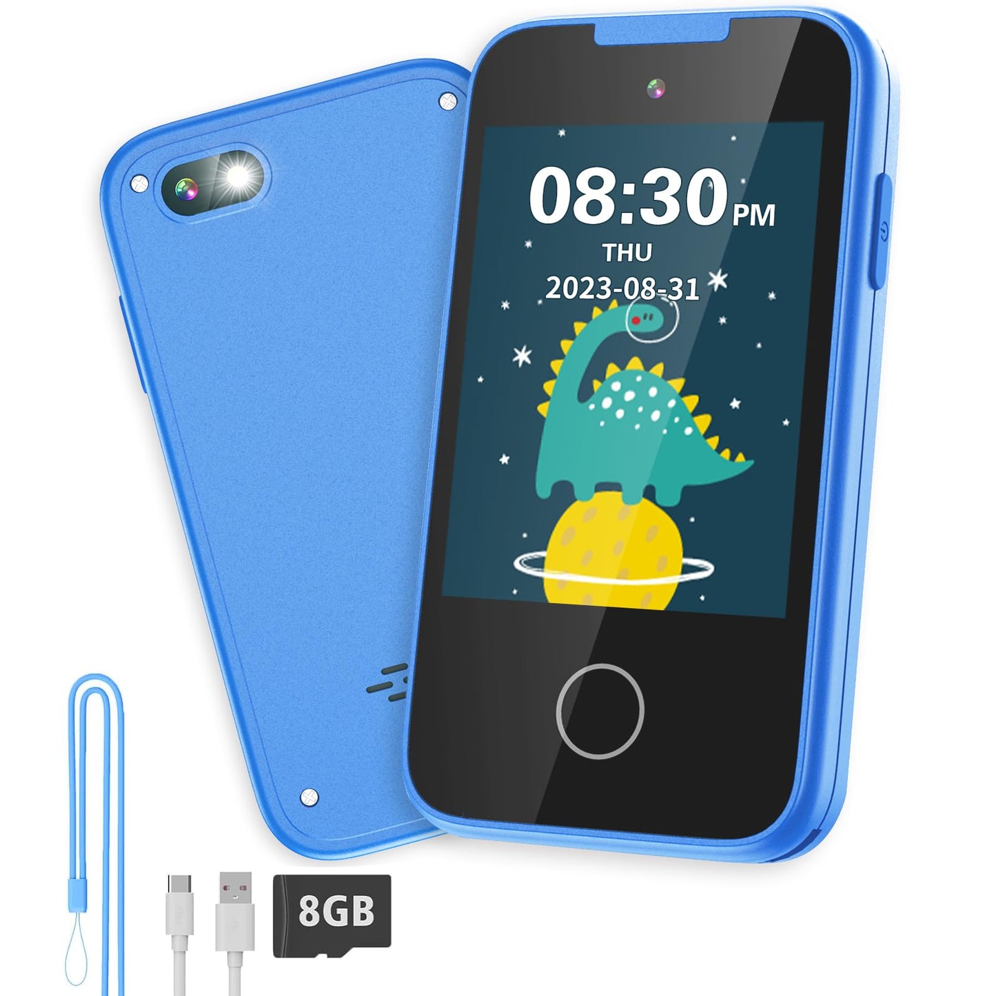 TKECWOB Kids Phone Toy for Ages 3-6 – Dual Camera, Music Player & Learning Games (Blue)