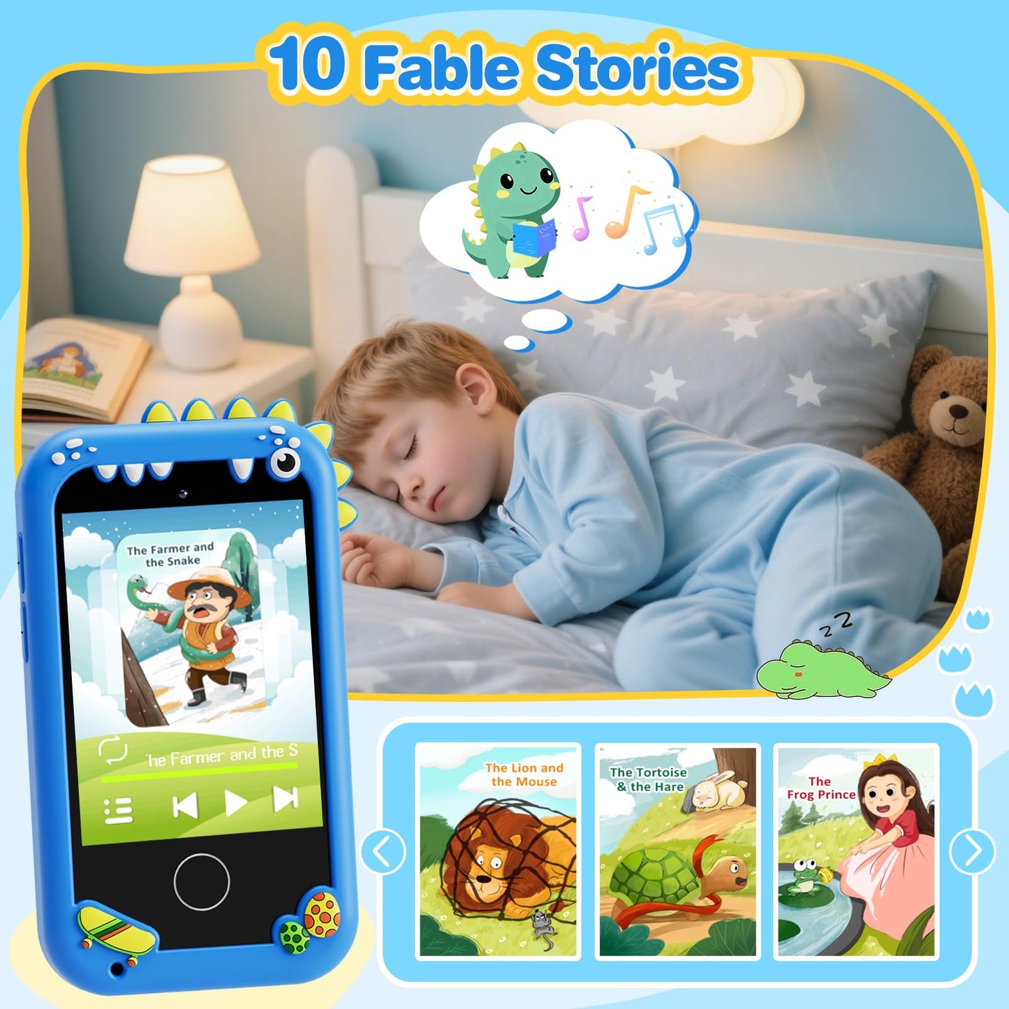 TKECWOB Kids Smart Phone Toys for Boys – Dinosaur Gift, 2.8” Touchscreen, Learning & Games