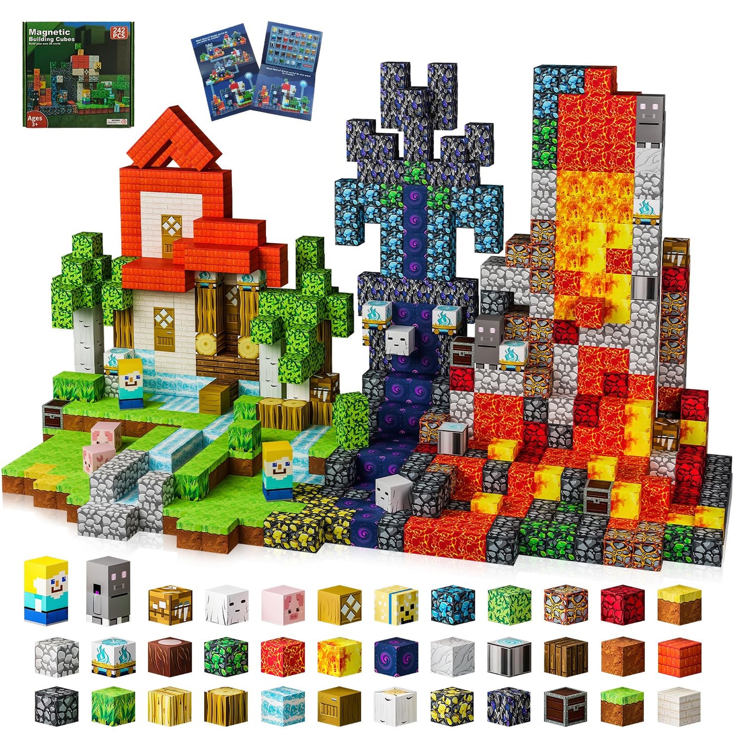 TKGPE 242 PCS 0.8-Inch Magnetic Blocks Set | STEM Sensory Building Toys for Ages 3-8