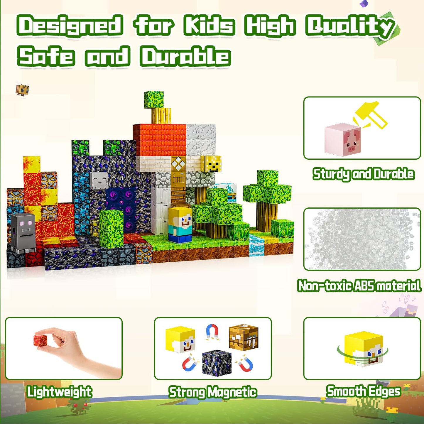 TKGPE 242 PCS 0.8-Inch Magnetic Blocks Set | STEM Sensory Building Toys for Ages 3-8