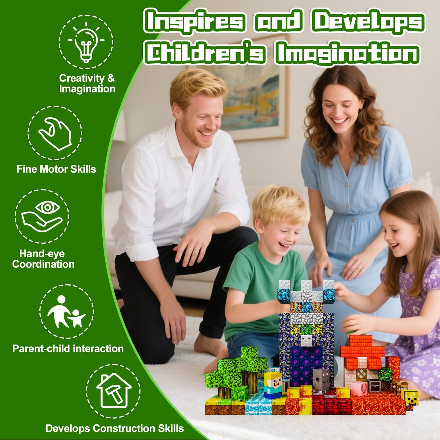 TKGPE 242 PCS 0.8-Inch Magnetic Blocks Set | STEM Sensory Building Toys for Ages 3-8