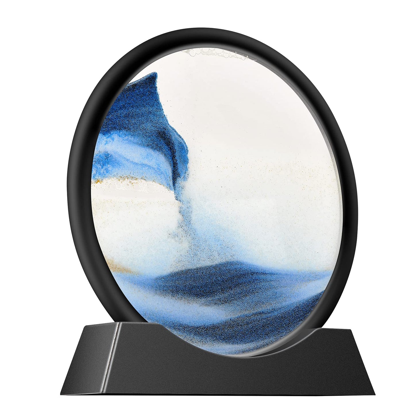 TKTM Liquid Motion Sandscape Blue 7in — Round Glass Sand Art for Desk