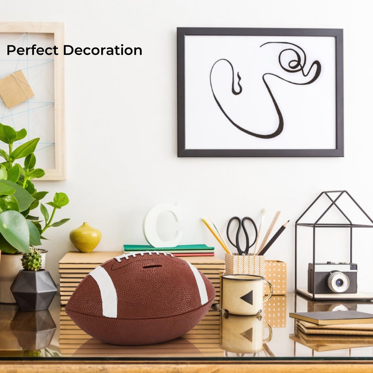 Tlence 11-Inch Football Piggy Bank | Shatterproof Rugby Coin Bank & Football Shape Money Box