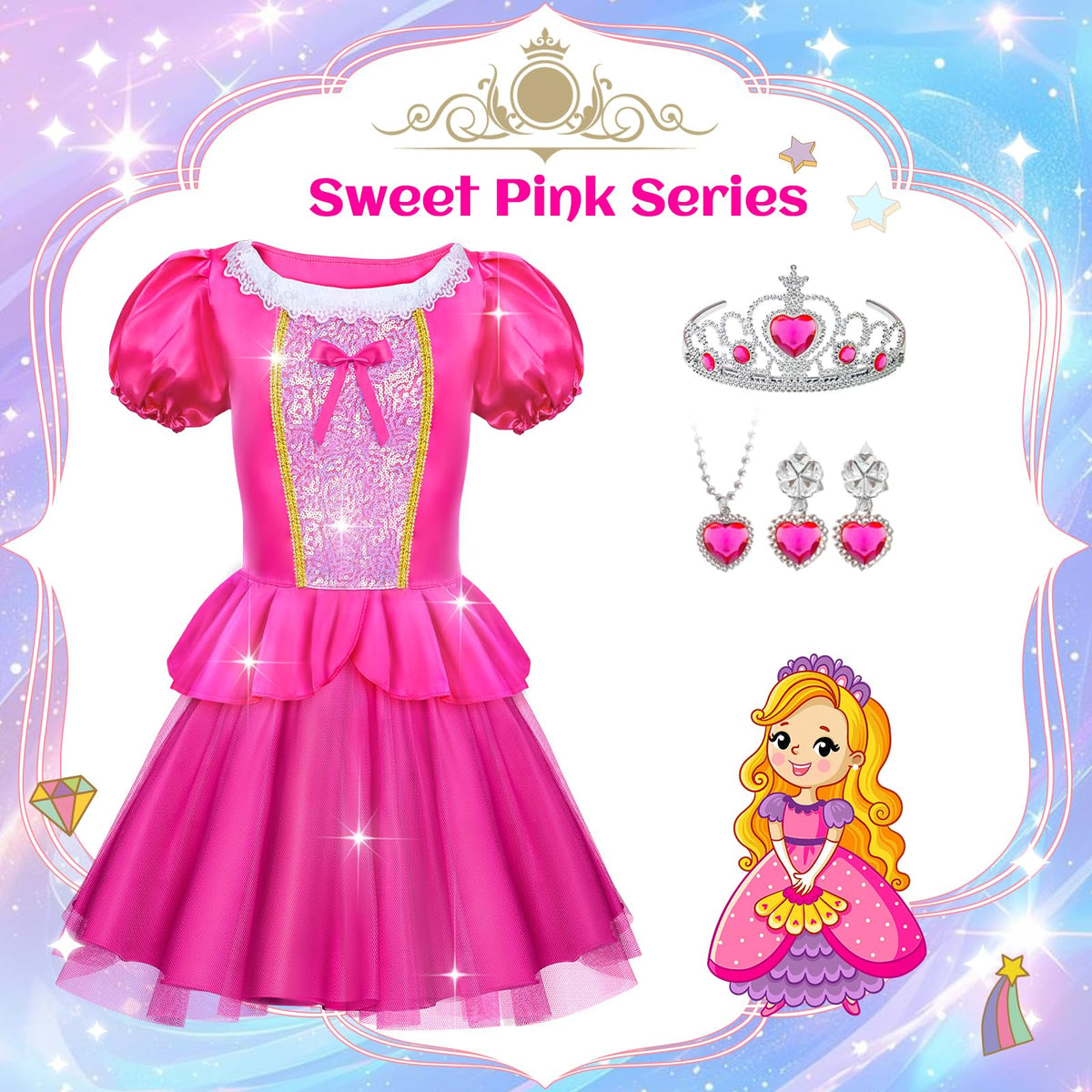 Tlooe Princess Dress Up Set for Girls 3-8 | Dress Up Clothes & Role Play Costume