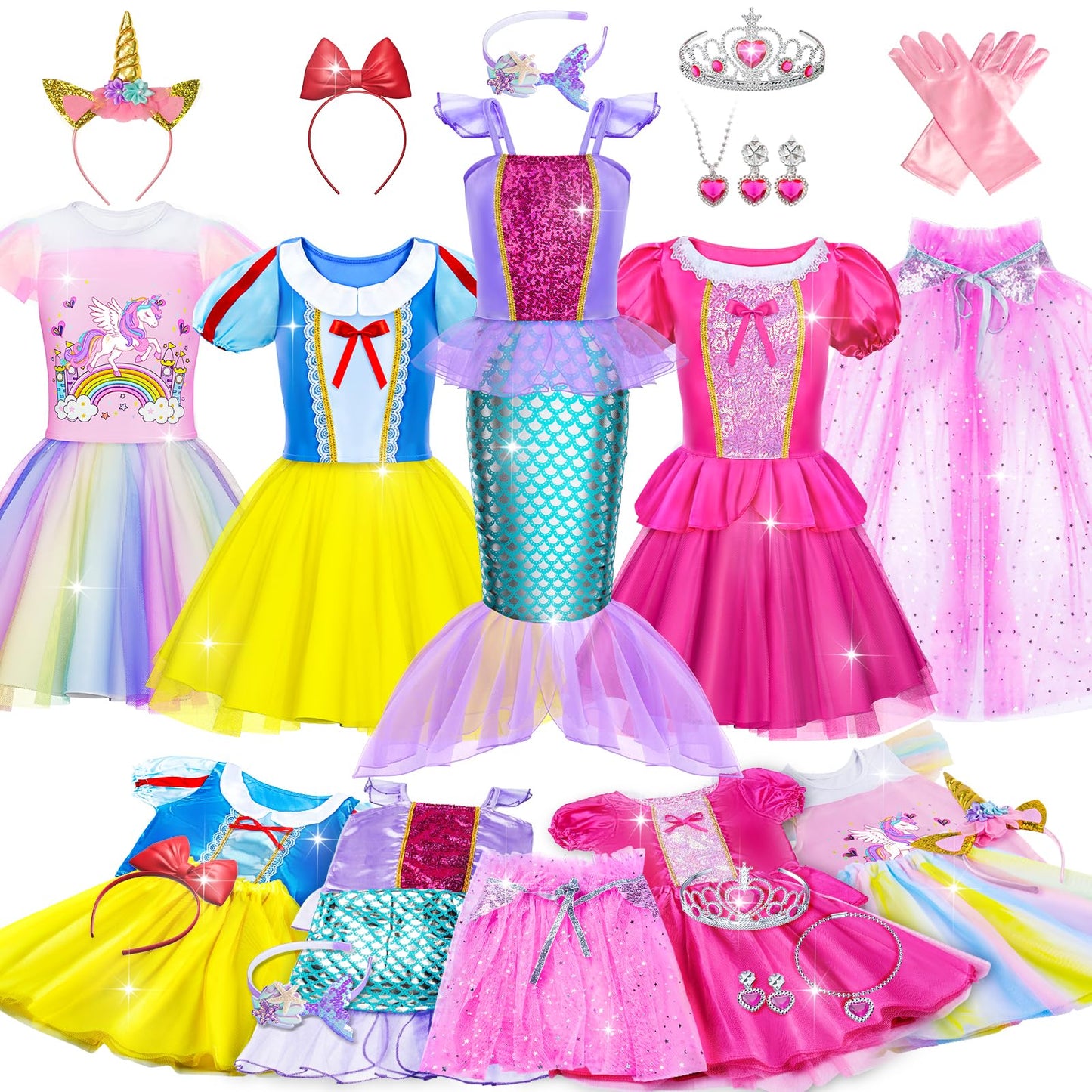 Tlooe Princess Dress Up Set for Girls 3-8 | Dress Up Clothes & Role Play Costume