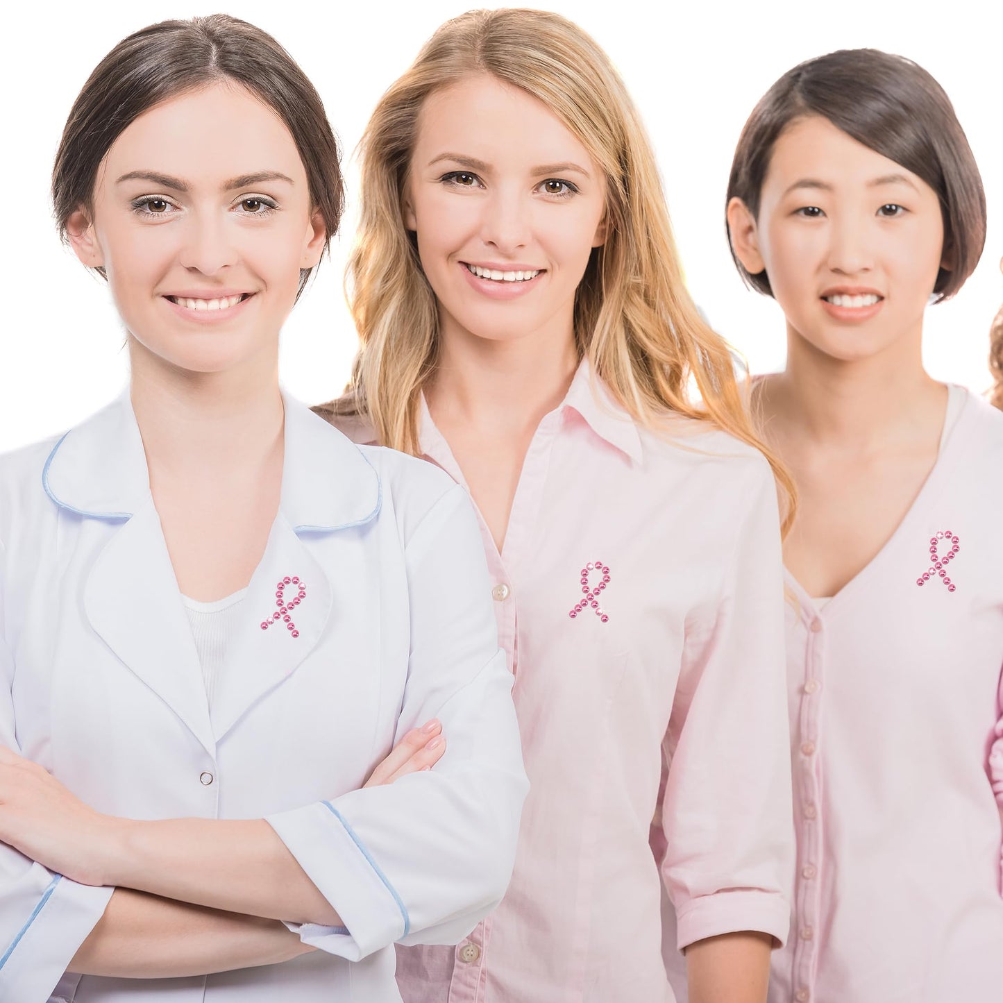 Tlswshsy Pink Ribbon Gem Stickers — 8-Count Self-Adhesive Breast Cancer Awareness Set for Events & DIY