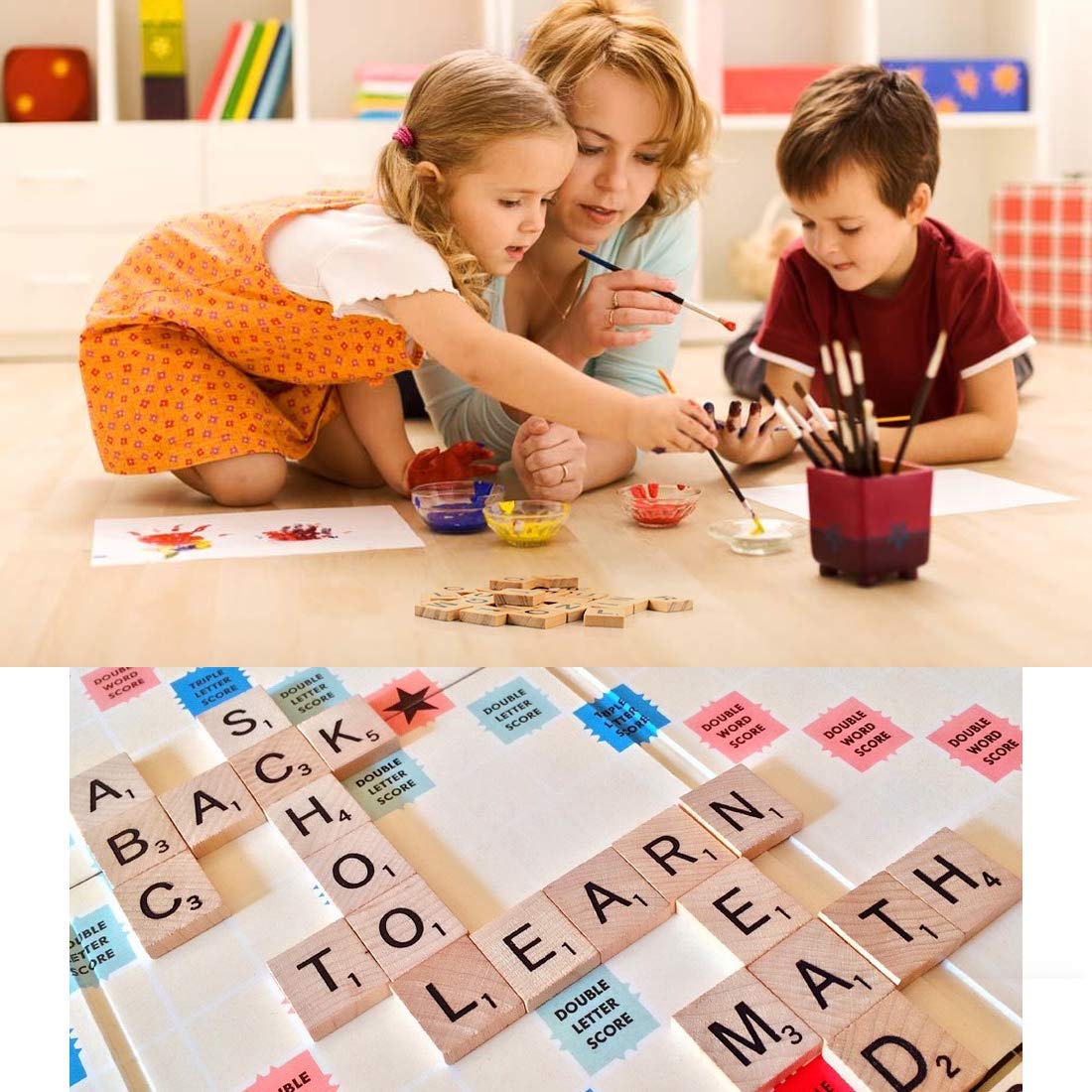 TMEEIHNSS 100 Pcs Wooden Alphabet Tiles – Scrabble-Style Letters for Crafts, Frames & Wall Art