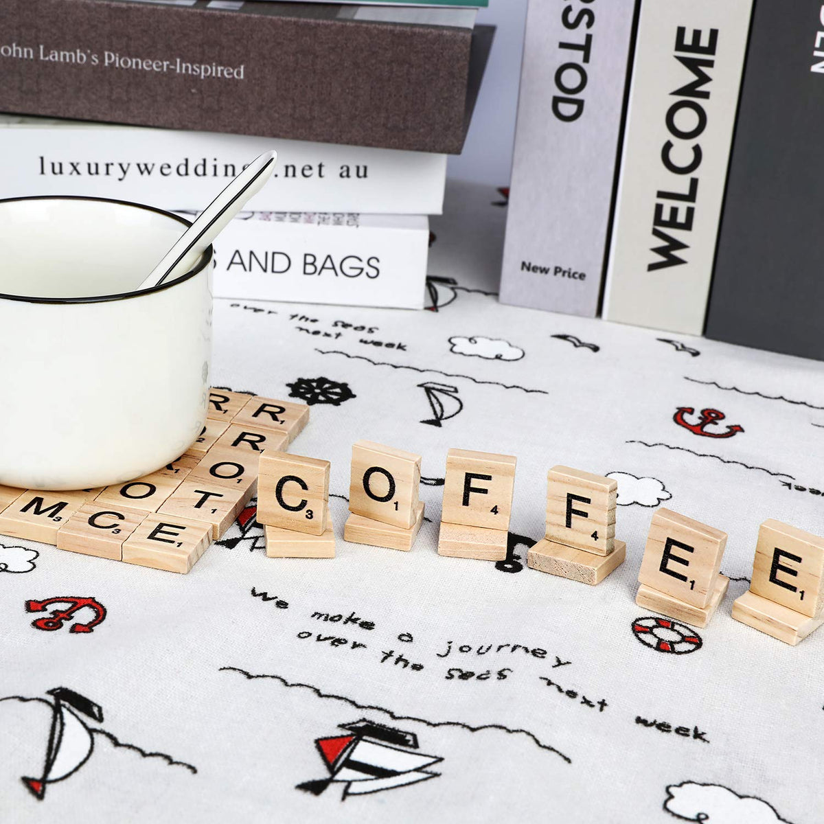 TMEEIHNSS 100 Pcs Wooden Alphabet Tiles – Scrabble-Style Letters for Crafts, Frames & Wall Art
