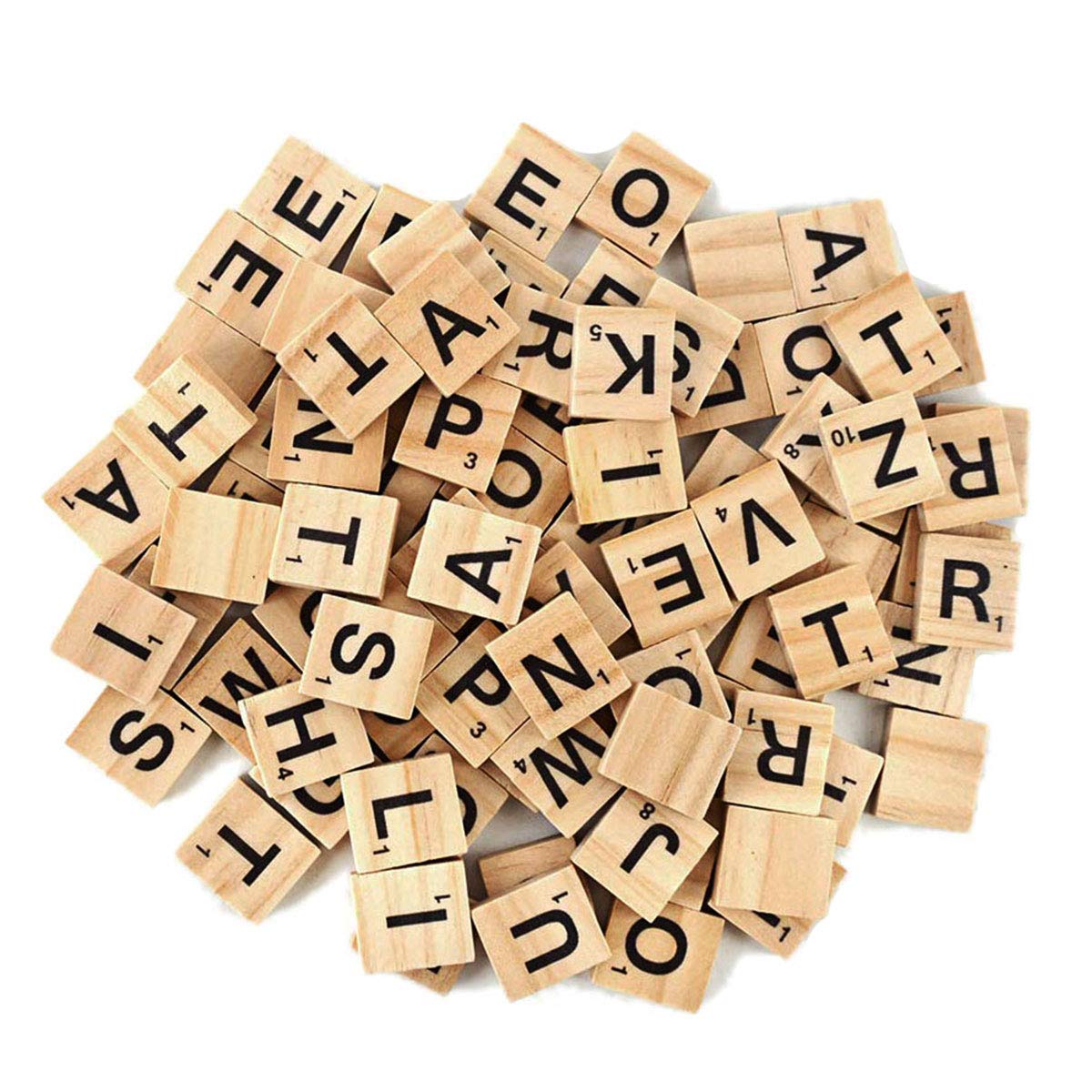 TMEEIHNSS 100 Pcs Wooden Alphabet Tiles – Scrabble-Style Letters for Crafts, Frames & Wall Art