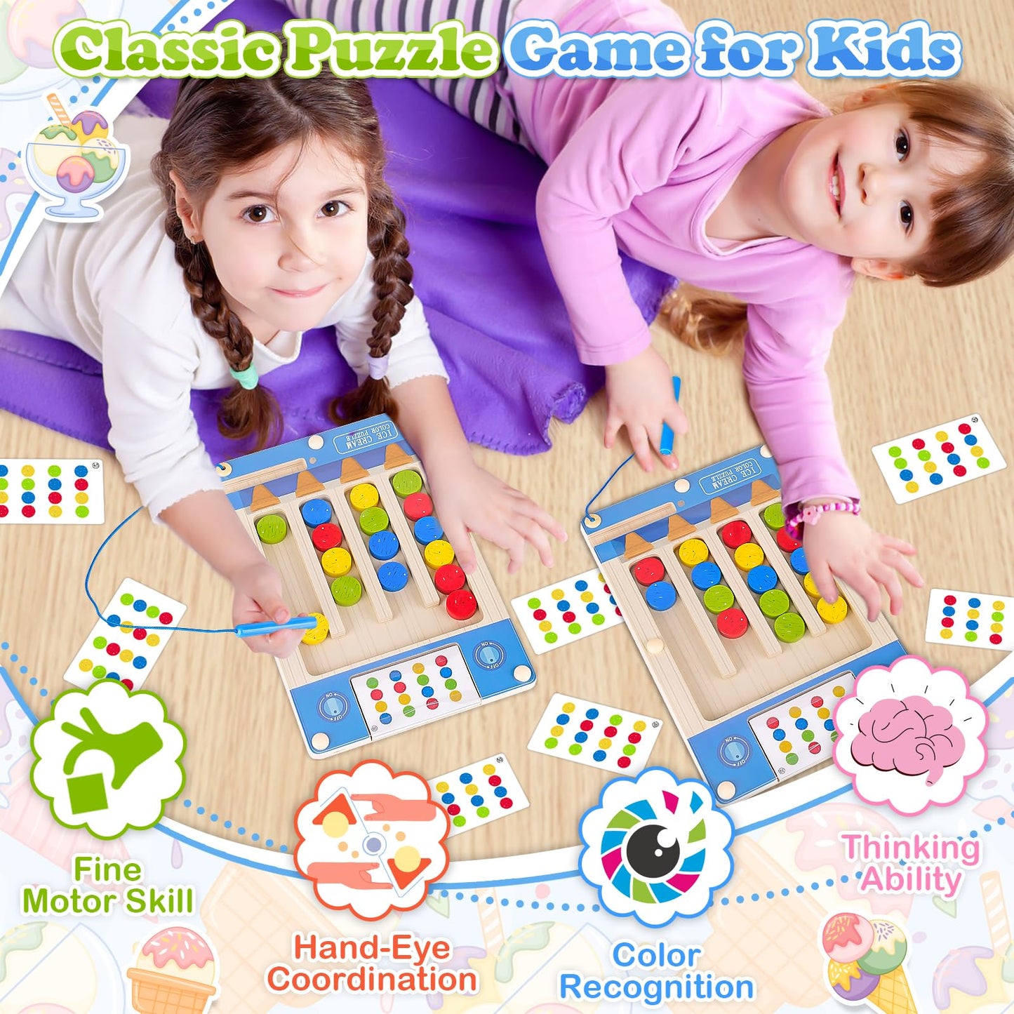 TMGOT Montessori Wooden Sensory Puzzle for Ages 4-7 | Magnetic Pen Board