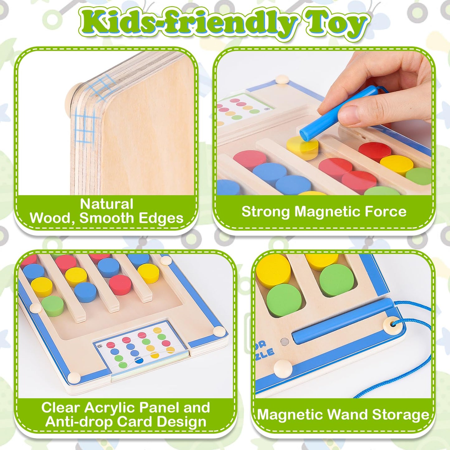 TMGOT Kids Montessori Magnetic Wooden Toys – Color Matching Puzzle for Ages 3-7 | Educational Brain Teaser