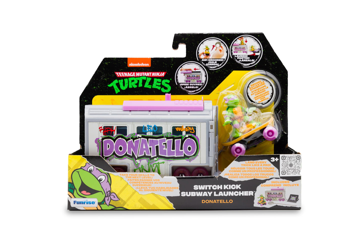 Teenage Mutant Ninja Turtles 5-In Switch Kick Subway Launcher Donatello for Ages 3+ - Launch & Battle with Box Car - Collect All 4