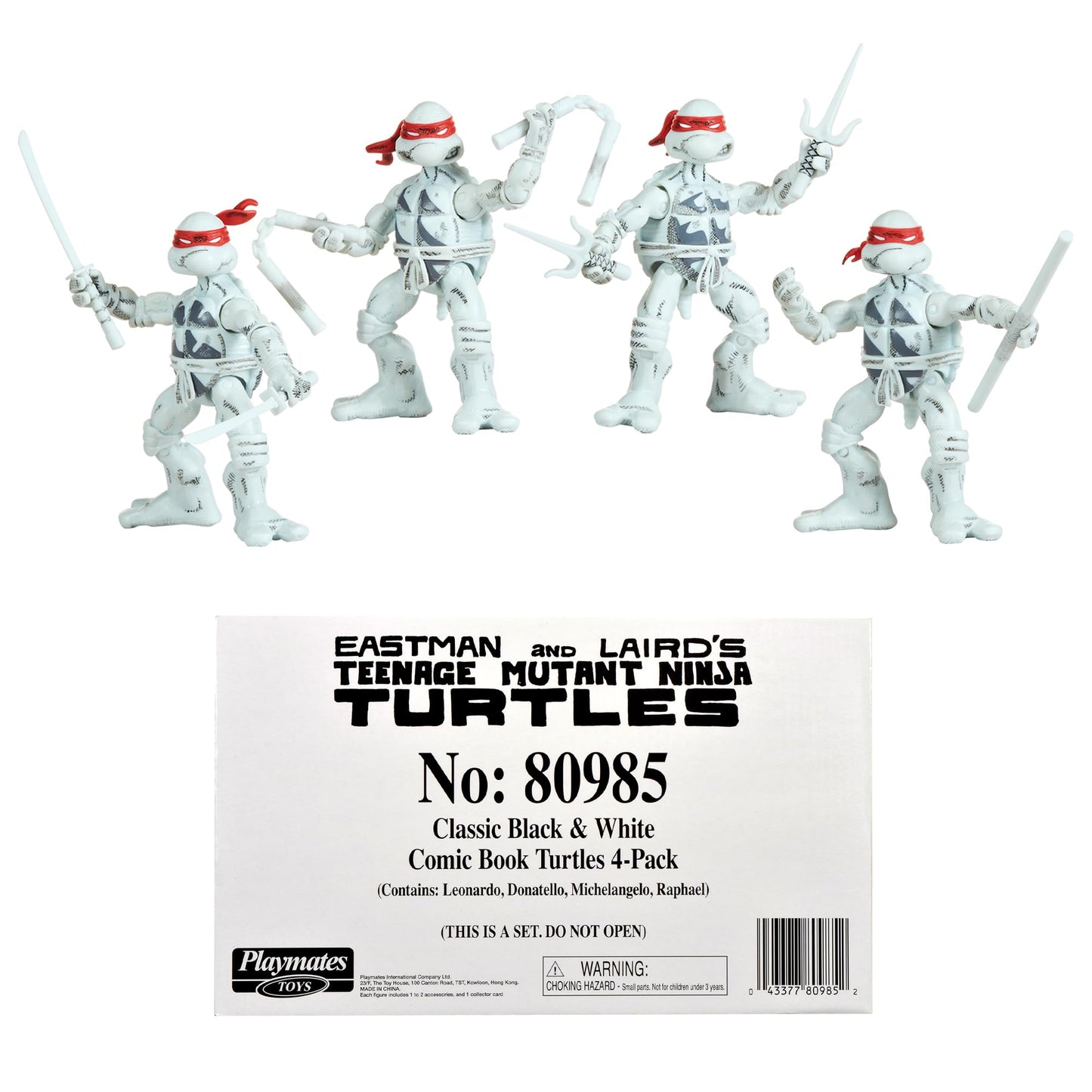 TMNT B&W Comic Book Series 4-Pack Bundle by Playmates Toys | Retro 4-Inch Figures