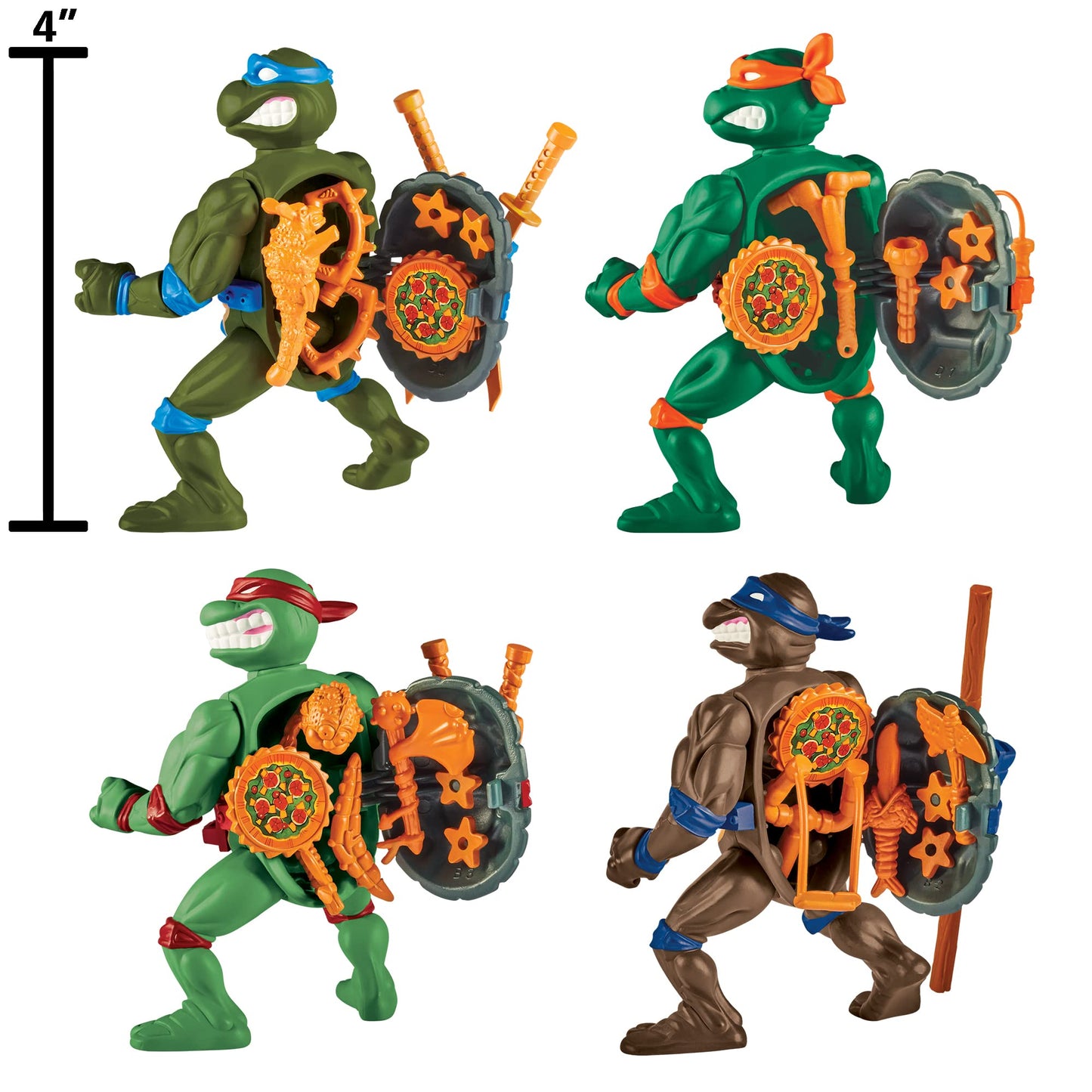 Teenage Mutant Ninja Turtles: Classic 4-Inch Turtles 4-Pack Figure Bundle by Playmates Toys