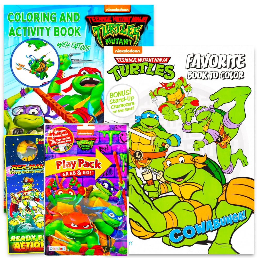 Teenage Mutant Ninja Turtles Coloring & Activity Book Set with Stickers | 3 Books + 60+ Stickers