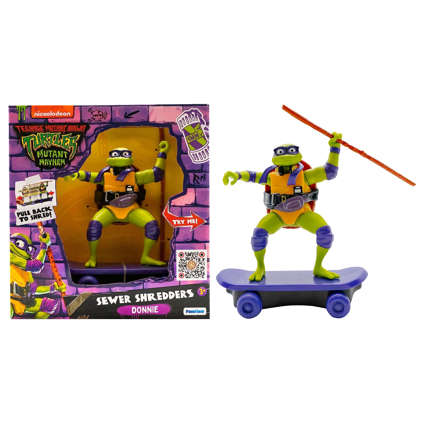 TMNT Donatello Sewer Shredder Pullback Skateboard – 5-Inch Collectible Toy