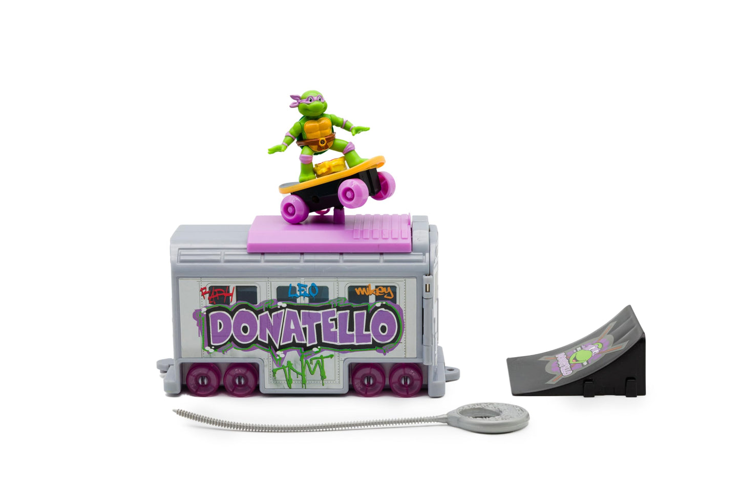 Teenage Mutant Ninja Turtles 5-In Switch Kick Subway Launcher Donatello for Ages 3+ - Launch & Battle with Box Car - Collect All 4