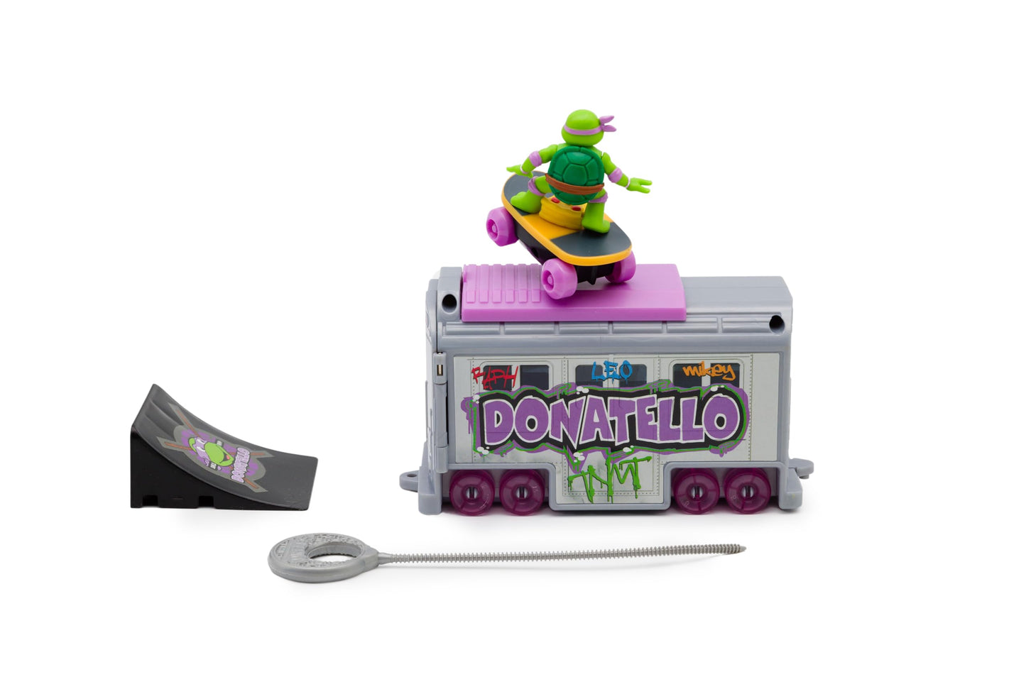 Teenage Mutant Ninja Turtles 5-In Switch Kick Subway Launcher Donatello for Ages 3+ - Launch & Battle with Box Car - Collect All 4