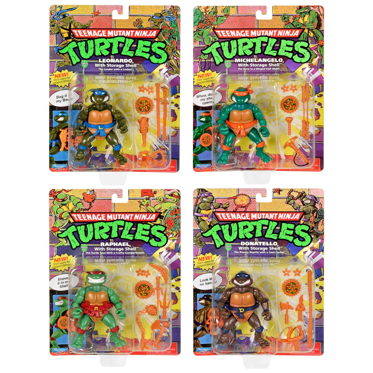 Teenage Mutant Ninja Turtles: Classic 4-Inch Turtles 4-Pack Figure Bundle by Playmates Toys