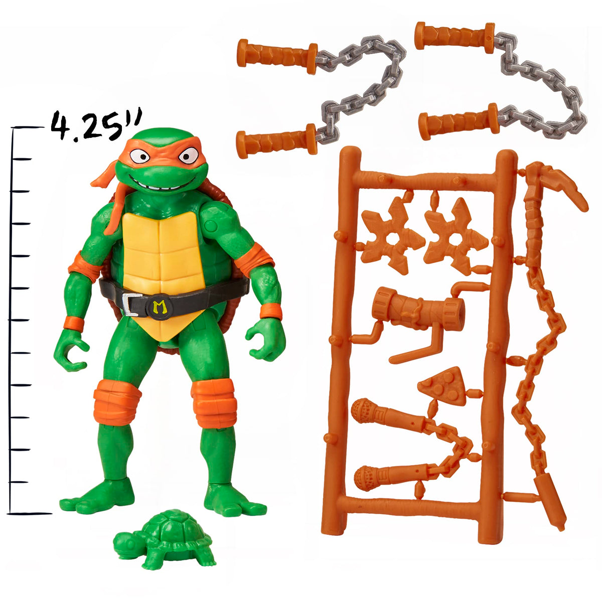 Teenage Mutant Ninja Turtles Mutant Mayhem Michelangelo 4.25-Inch Basic Action Figure | Playmates Toys