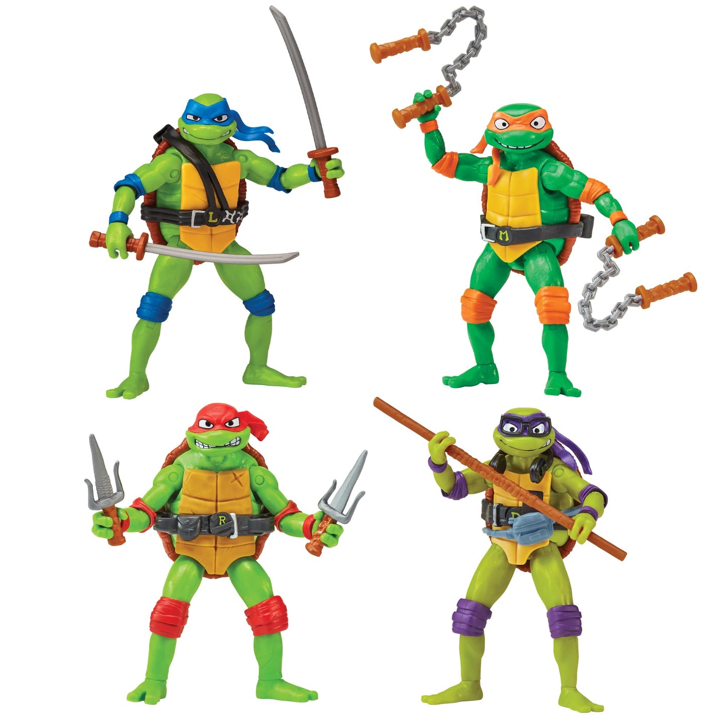 TMNT Mutant Mayhem Basic Figure Turtle 4-Pack Bundle by Playmates Toys