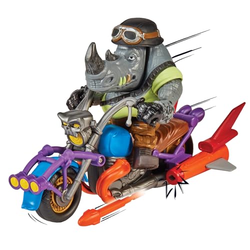 TMNT Mutant Mayhem Chopper Cycle with Exclusive Rocksteady Figure | Playmates Toys