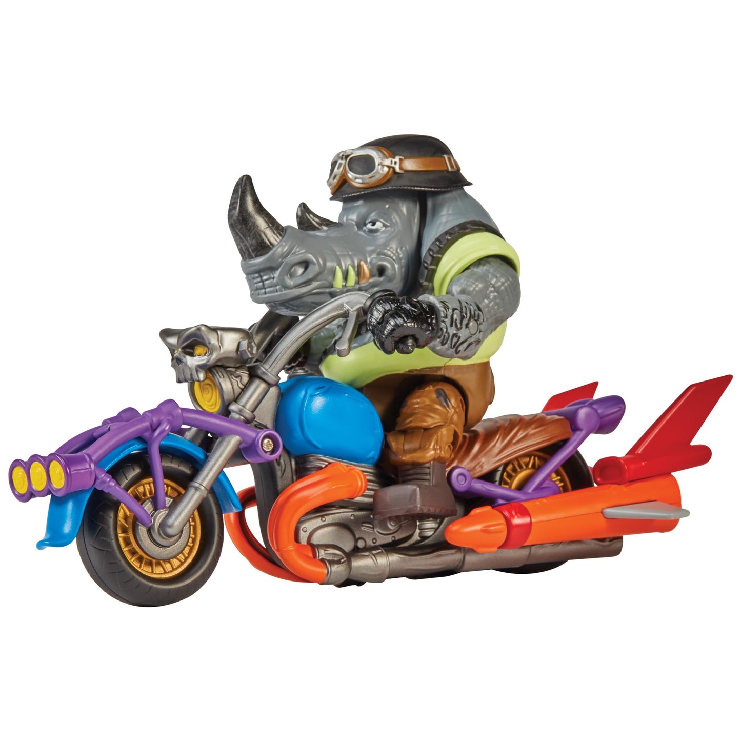 TMNT Mutant Mayhem Chopper Cycle with Exclusive Rocksteady Figure | Playmates Toys