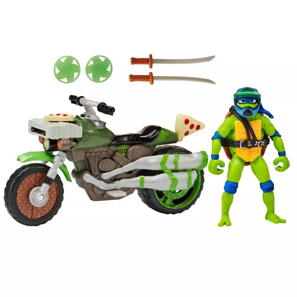 TMNT Mutant Mayhem Ninja Kick Cycle with Exclusive Leonardo Figure | Playmates Toys