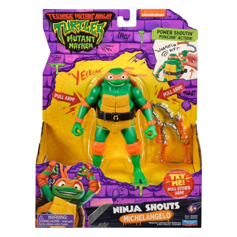 TMNT Mutant Mayhem Michelangelo Deluxe 5.5” Shouts Figure – Playmates Toys