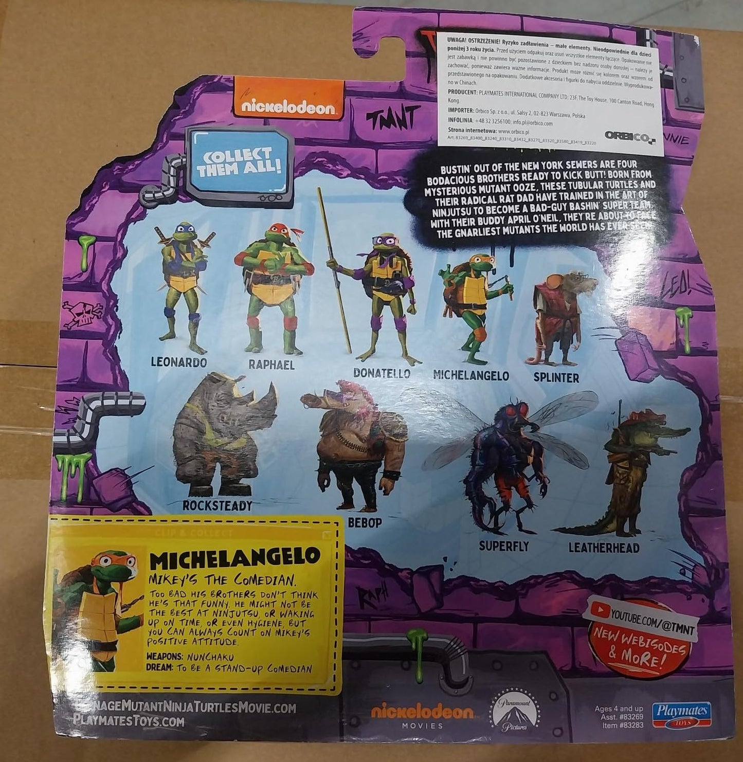 Teenage Mutant Ninja Turtles Mutant Mayhem Michelangelo 4.25-Inch Basic Action Figure | Playmates Toys