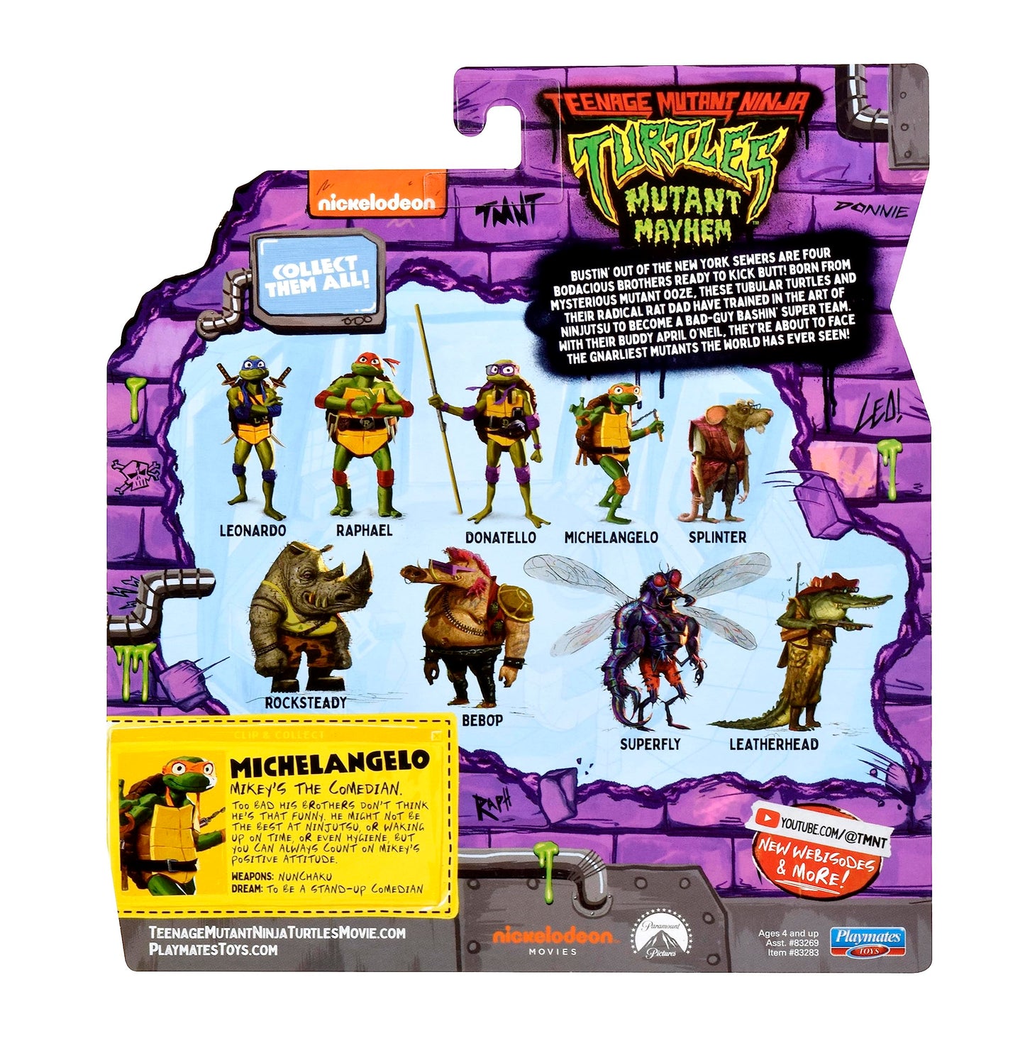 Teenage Mutant Ninja Turtles Mutant Mayhem Michelangelo 4.25-Inch Basic Action Figure | Playmates Toys