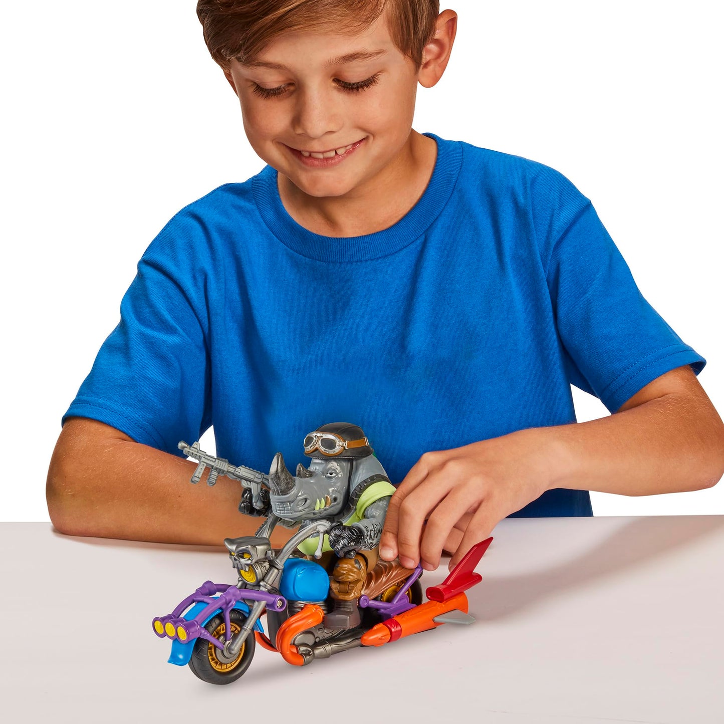 TMNT Mutant Mayhem Chopper Cycle with Exclusive Rocksteady Figure | Playmates Toys