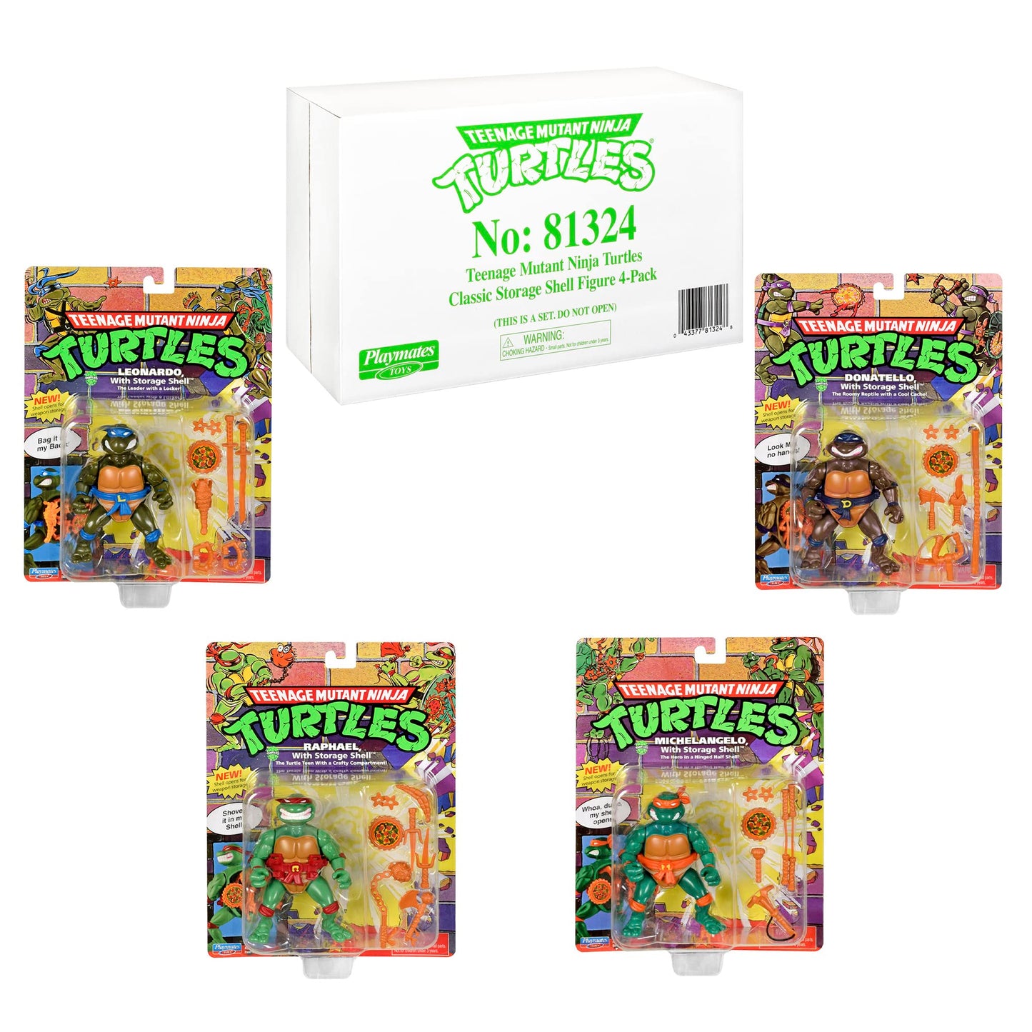 Teenage Mutant Ninja Turtles: Classic 4-Inch Turtles 4-Pack Figure Bundle by Playmates Toys